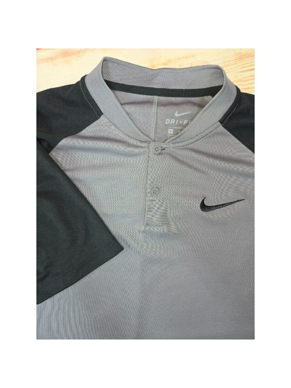 Nike Dri-Fit Mens Gray Baseball Collar Polo Medium